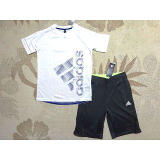 アディダス(adidas)の新品★アディダス★140★軽量!快適!!半袖Ｔシャツ(白青)・ハーフパンツ★上下(Tシャツ/カットソー)