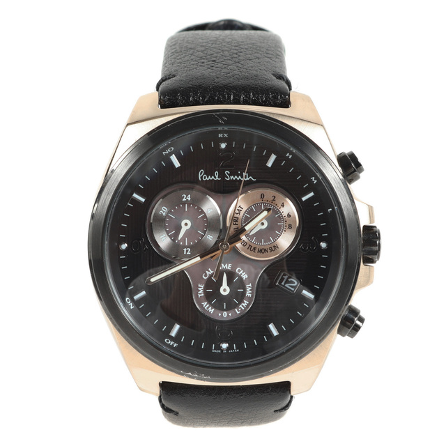 Paul Smith ポールスミス 20周年 2015本限定 クロノグラフ 腕時計 Final Eyes Chronograph TT KH7-130-50 ウォッチ ブラック ゴールド 日本製 ブランド  【メンズ】