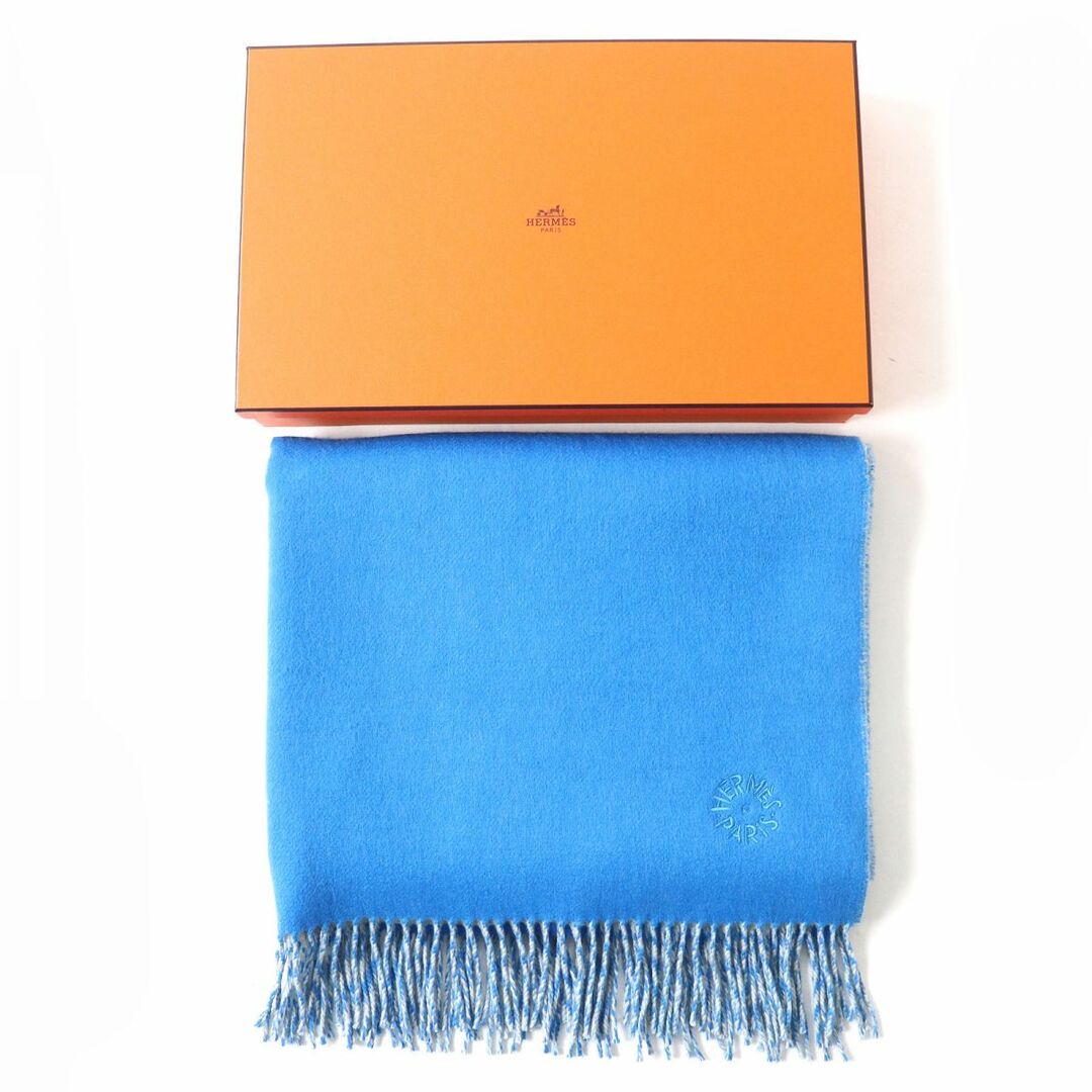 極美品△英国製 HERMES エルメス レディース ロゴ刺繍 フリンジ付