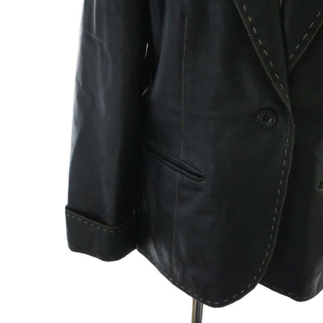 BALMAIN(バルマン)のバルマン BALMAIN テーラードジャケット ラムレザー 羊革 黒 レディースのジャケット/アウター(その他)の商品写真