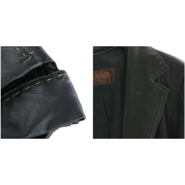 BALMAIN(バルマン)のバルマン BALMAIN テーラードジャケット ラムレザー 羊革 黒 レディースのジャケット/アウター(その他)の商品写真
