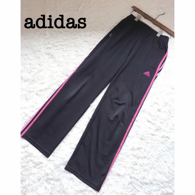 adidas - 【最終値下げ!】アディダス ブラック×ピンクライン ジャージ