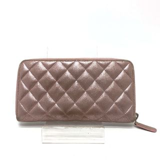 シャネル(CHANEL)のシャネル CHANEL チェーンミー マトラッセ A80003 ココマーク ラウンドファスナー 長財布 レザー ピンク(財布)