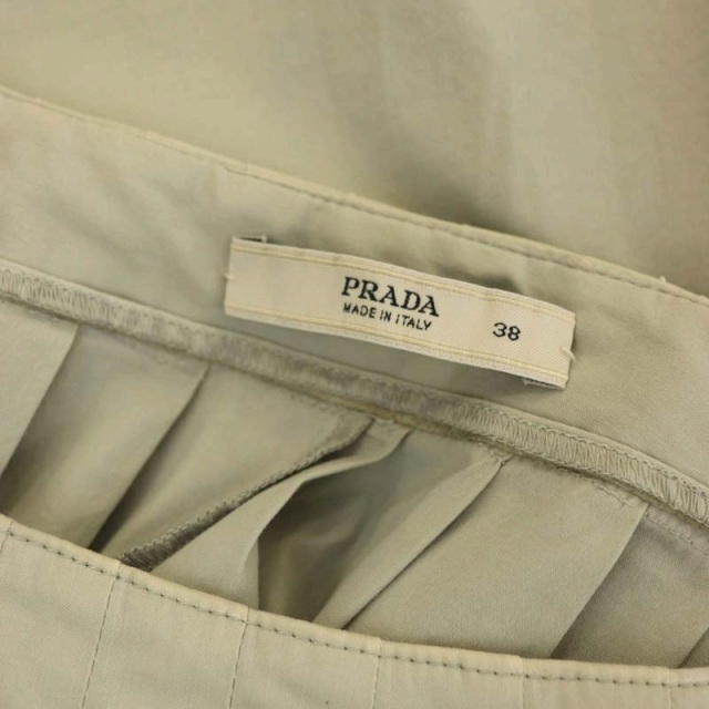 プラダ PRADA プリーツ スカート 膝丈 38 ライトグレー - ひざ丈スカート