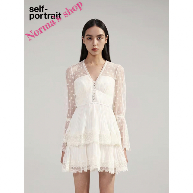 ✳️人気新作 新品SelfPortrait 白ミニワンピース 【日本限定モデル