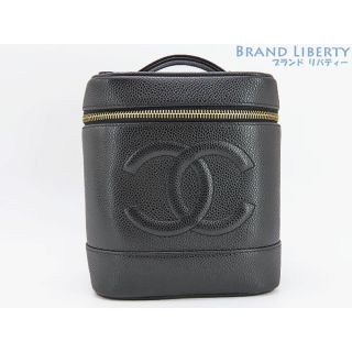 シャネル(CHANEL)のほぼ新品シャネルココマークキャビアスキンバニティバッグアクセサリーポー(ハンドバッグ)