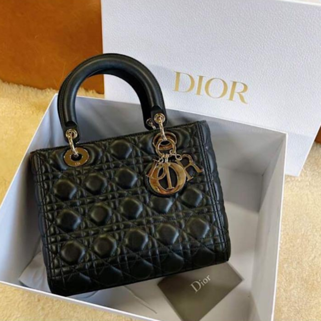 ナチュラ christian dior lady dior ショルダーバッグ ブラック