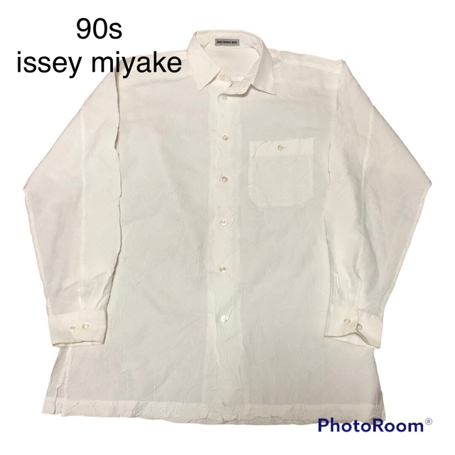 ISSEY MIYAKE MEN - 良品 90s issey miyake MEN シワ加工 シャツ Ｌ 白