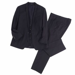 ダナキャラン(Donna Karan)の美品 ドルチェ&ガッバーナ DOLCE&GABBANA セットアップ スーツ ジャケット スラックス ベスト ストライプ メンズ 48(M相当) ブラック(セットアップ)