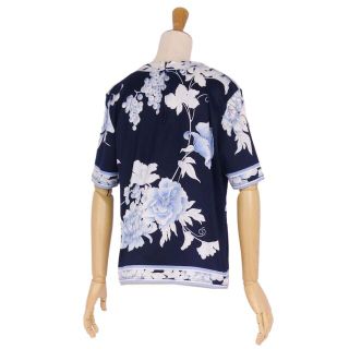 美品 LEONARD レオナール チーター柄 花 ハイネック ブラウスシャツ