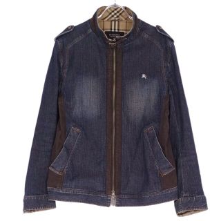 バーバリーブルーレーベル(BURBERRY BLUE LABEL)のバーバリー ブラックレーベル BURBERRY BLACK LABEL ジャケット ブルゾン デニムジャケット ジップアップ アウター メンズ M インディゴブルー(Gジャン/デニムジャケット)