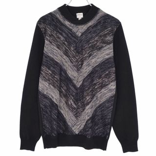 美品 アルマーニ コレッツォーニ ARMANI COLLEZIONI ニット セーター ウール 長袖 ロングスリーブ トップス メンズ 52(L相当) ブラック/グレー