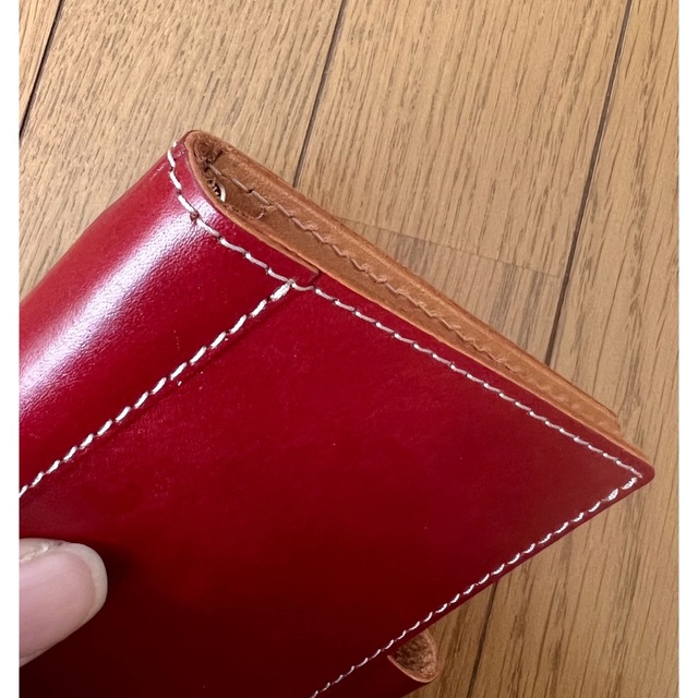 【HERZ】本革　手帳カバー　極美品　未使用　赤　レッド