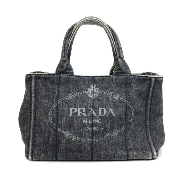 プラダ PRADA カナパ デニム 1BG439 ロゴ カバン ハンドバッグ トートバッグ キャンバス NERO グレー系