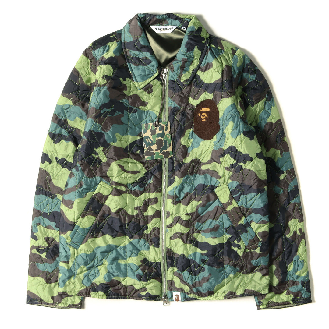 A BATHING APE(アベイシングエイプ)のA BATHING APE ア ベイシング エイプ STAキルティング 猿 迷彩 スーベニアジャケット グリーンカモ S カジュアル ストリート カモフラ アウター ブルゾン【メンズ】【K3699】 メンズのジャケット/アウター(その他)の商品写真