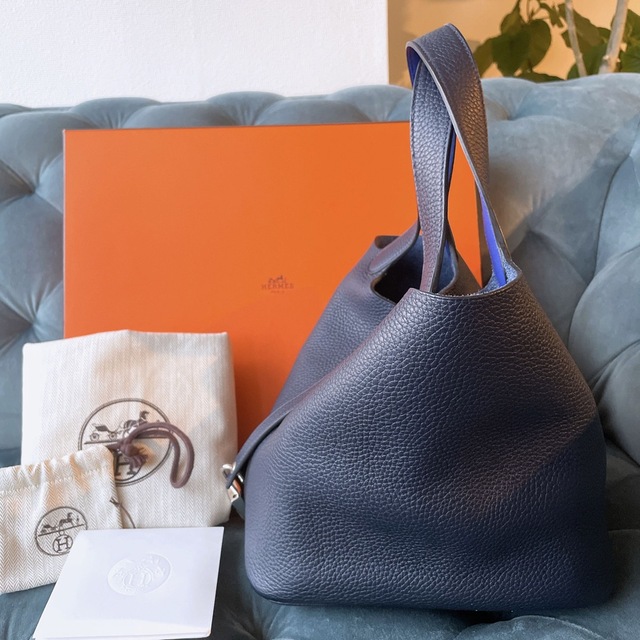 HERMES ピコタン MM  ブルーニュイ シルバー金具