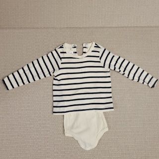 プチバトー(PETIT BATEAU)のプチバトーロンパースボーダー18M81cm(ロンパース)