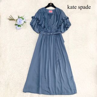 ケイトスペードニューヨーク(kate spade new york)の美品✨ケイトスペードニューヨーク ロングワンピース カシュクール ベルト 4(ロングワンピース/マキシワンピース)