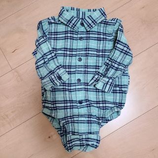 ベビーギャップ(babyGAP)のぐぐぐ、グリーンとネイビーのチェックがシブちぃ！サイズ70　babyGA(ロンパース)