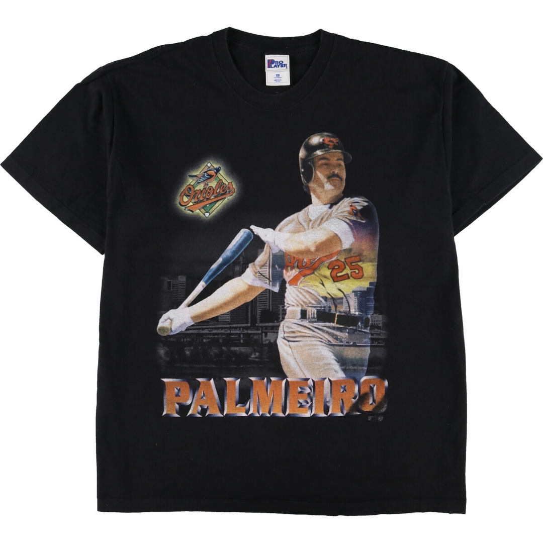 90年代 PRO PLAYER MLB BALTIMORE ORIOLES ボルチモアオリオールズ RAFAEL PALMEIRO ラファエルパルメイロ スポーツプリントTシャツ USA製 メンズXXL ヴィンテージ /eaa329402