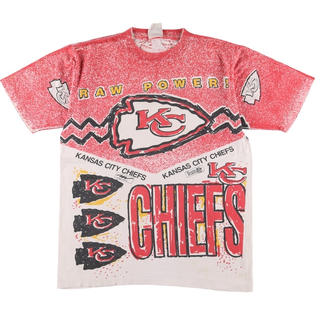 ~90年代 NFL KANSAS CITY CHIEFS カンザスシティチーフス 両面プリント 大判プリント スポーツプリントTシャツ メンズL ヴィンテージ /eaa329421