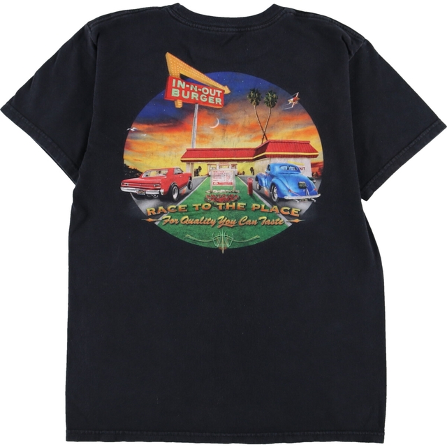 古着 IN-N-OUT BURGER CALIFORNIA 両面プリント アドバタイジングTシャツ メンズS /eaa329466