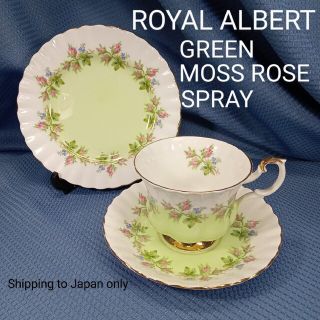 ロイヤルアルバート(ROYAL ALBERT)の英国製ロイヤルアルバート モスローズスプレイ グリーンバンド ティートリオ(食器)