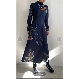 アメリヴィンテージ(Ameri VINTAGE)のAmeri UND ANNABELLE LONG DRESS ネイビー(ロングワンピース/マキシワンピース)