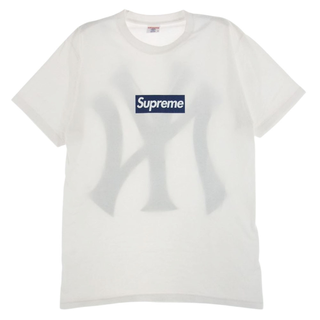 Supreme シュプリーム Ｔシャツ 15SS × New York Yankees Box Logo Tee ニューヨークヤンキース ボックスロゴ プリント 半袖 Tシャツ ホワイト系 M