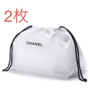 シャネル(CHANEL)の２個　chanel シャネル 公式 巾着 袋 白 ポーチ ショッピング袋(ポーチ)