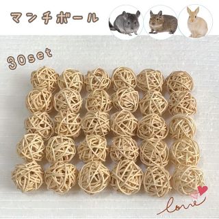 《⛱無着色》小動物 かじり木 おもちゃ マンチボール (30個セット)ナチュラル(小動物)