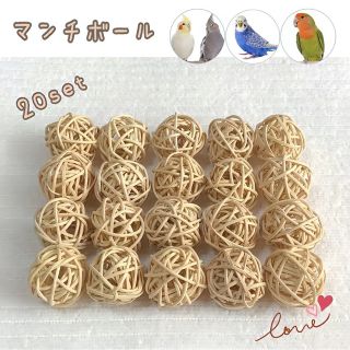 ☘️無着色 鳥 おもちゃ マンチボール バードトイ (20個セット)ナチュラル(鳥)