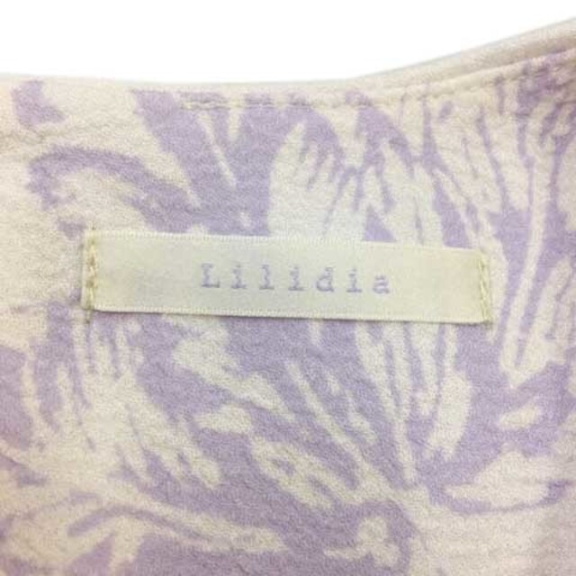 Lilidia(リリディア)のリリディア ワンピース Iライン ミニ 花柄 ノースリーブ 0 白 紫 レディースのワンピース(ミニワンピース)の商品写真