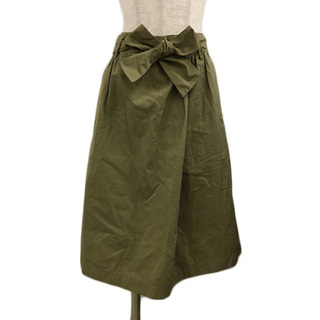 マカフィー(MACPHEE)のマカフィー トゥモローランド スカート 台形 膝丈 ウエストゴム 32 緑(ひざ丈スカート)