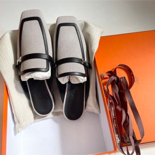 エルメス(Hermes)のエルメス   HERMES  ミュール 《グルーピー》デニム/カーフ　37.5(ミュール)