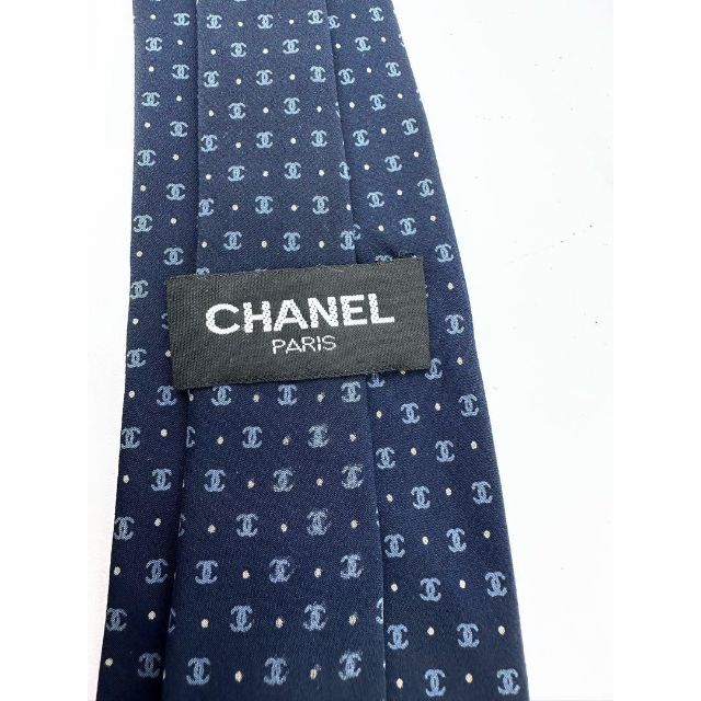 CHANEL シャネル シルク100% ココマーク ネクタイ ネイビー 紺色