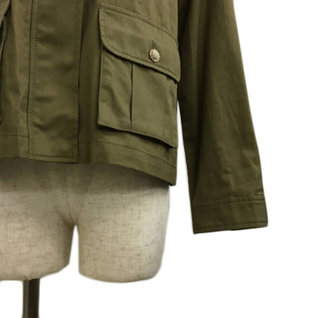 ボンメルスリー ジャケット ミリタリー ノーカラー ビジュー 長袖 M 緑 茶 レディースのジャケット/アウター(その他)の商品写真