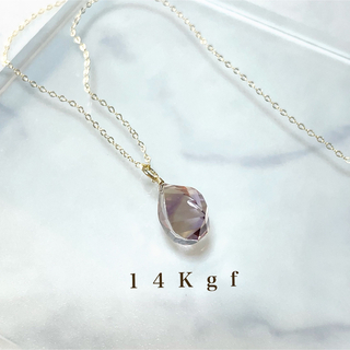14Kgf／K14gf 宝石質アメトリン一粒ネックレス／天然石 一粒ネックレス(ネックレス)