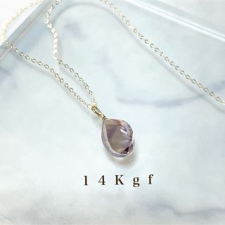 14Kgf／K14gf 宝石質アメトリン一粒ネックレス／天然石 一粒ネックレス(ネックレス)