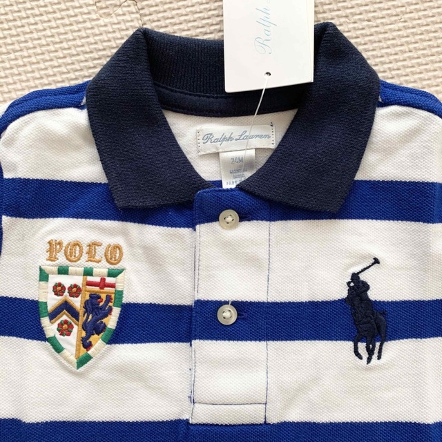 Ralph Lauren(ラルフローレン)の新品♡ラルフローレン ボーダーポロシャツ　24m 90 ビッグポニー キッズ/ベビー/マタニティのキッズ服男の子用(90cm~)(Tシャツ/カットソー)の商品写真