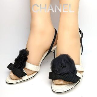 ピカピカ新品仕上⭐CHANELシャネル　フラワーリボンサンダル36.5