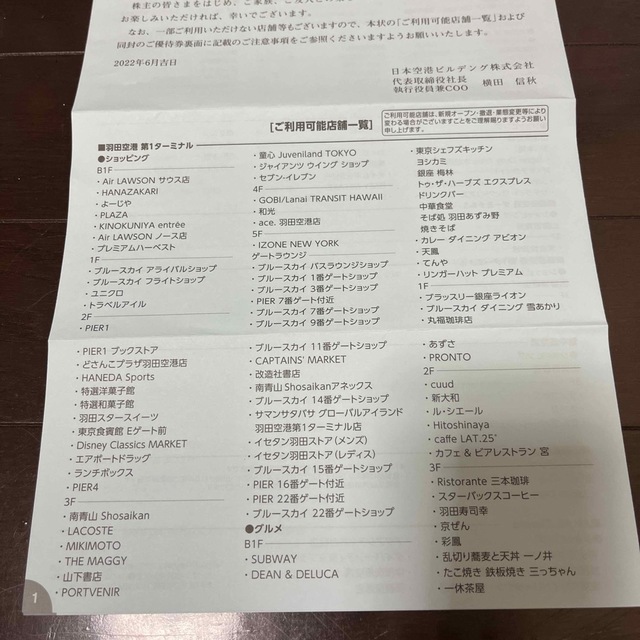 日本空港ビルデング　株主優待券　割引券 チケットの優待券/割引券(ショッピング)の商品写真