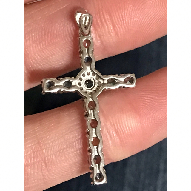 サファイア　十字架　クロス　シルバー925 トップのみ レディースのアクセサリー(ネックレス)の商品写真