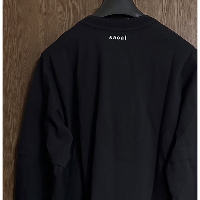 黒2新品 sacai サカイ メンズ ON & ON ロング Tシャツ ブラック