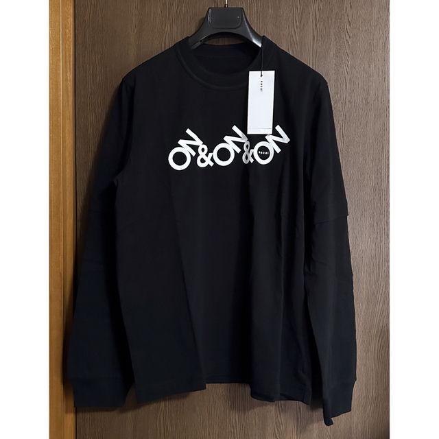 黒2新品 sacai サカイ メンズ ON & ON ロング Tシャツ ブラック