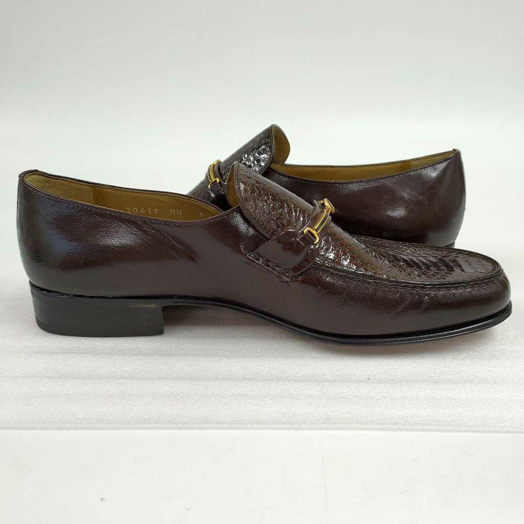MORESCHI ローファー クロコダイル シューズ イタリア製 ドレスシューズ 革靴 6.5(24.5cm) ブラウン 20411 メンズ モレスキー メンズの靴/シューズ(その他)の商品写真