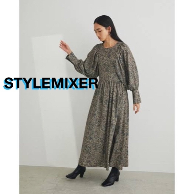 CLANE(クラネ)のSTYLEMIXER『パターンギャザースリーブワンピース』 レディースのワンピース(ロングワンピース/マキシワンピース)の商品写真