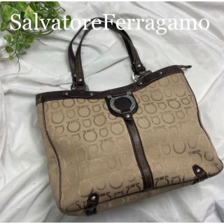 サルヴァトーレフェラガモ(Salvatore Ferragamo)のSalvatoreFerragamo キャンバスレザートートバッグ(トートバッグ)