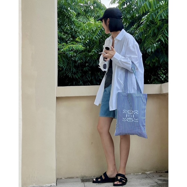くすみ水色 Celine セリーヌ トリオンフ トートバッグ エコバッグ