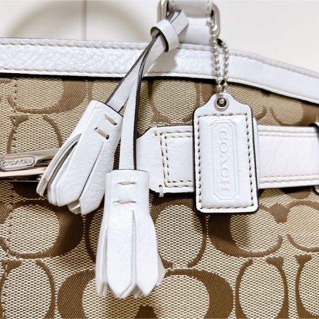超美品☆送料無料☆COACHコーチシグネチャーキャンバス×レザーショルダーバッグ